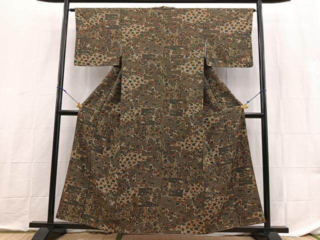 平和屋着物■上質な小紋 色紙重ね草花文 正絹 逸品 BAAX9152yc