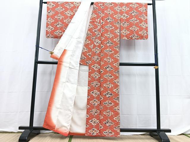 平和屋着物■上質な小紋 型染め 風景花文 正絹 逸品 BAAX9155yc