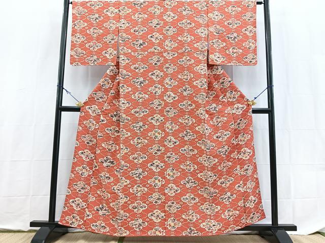 平和屋着物■上質な小紋 型染め 風景花文 正絹 逸品 BAAX9155yc