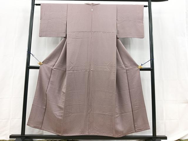 平和屋着物■上質な色無地 網代地紋 梅鼠色 正絹 逸品 BAAX9168yc
