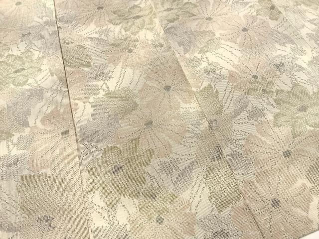 平和屋着物▽上質な紬 単衣 草花文 正絹 逸品 BAAX9173yc