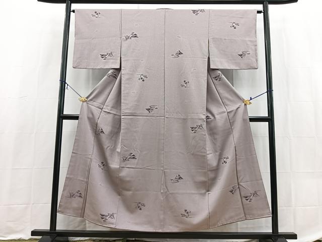 平和屋着物■上質なお召 流水風景花文 正絹 逸品 BAAX9174yc