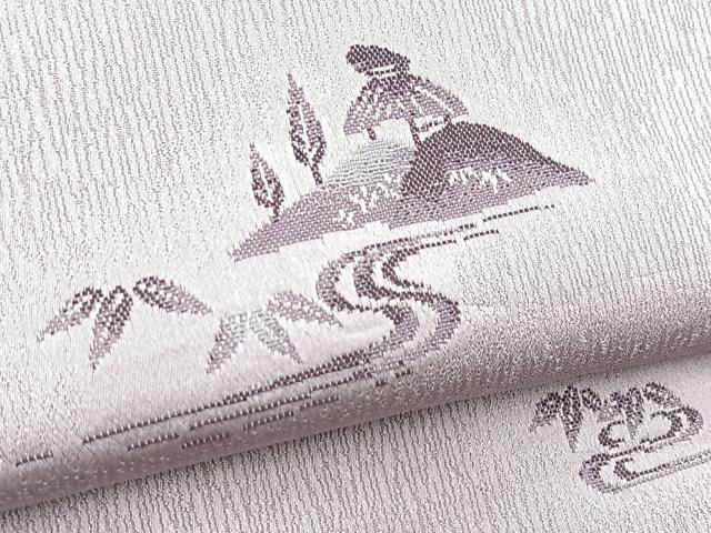 平和屋着物■上質なお召 流水風景花文 正絹 逸品 BAAX9174yc