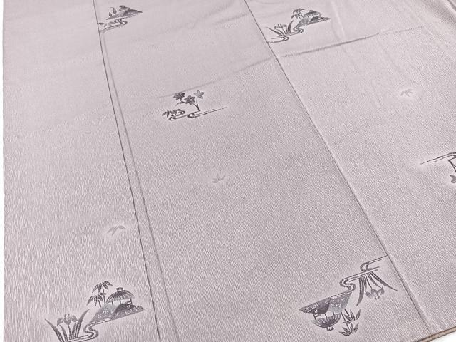平和屋着物■上質なお召 流水風景花文 正絹 逸品 BAAX9174yc