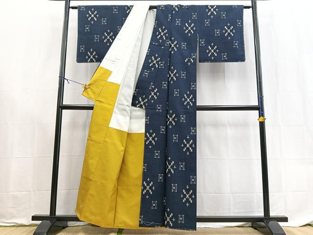 平和屋着物■上質な紬 幾何学文様 正絹 逸品 BAAX9178yc