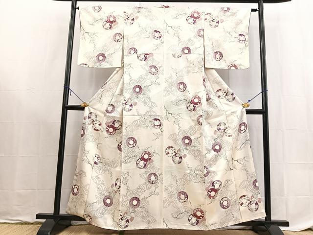 平和屋着物■上質な小紋 花丸文 銀彩 正絹 逸品 BAAX9180yc