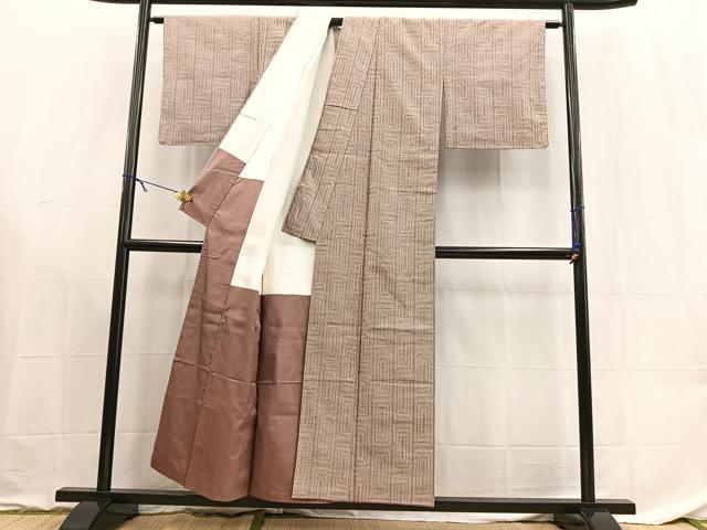 平和屋着物■上質な紬 幾何学文様 正絹 逸品 BAAX9186yc