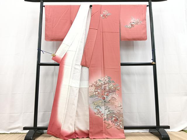 平和屋着物■訪問着 松竹梅吉祥花文 暈し染め 金銀彩 正絹 逸品 BAAX9194yc
