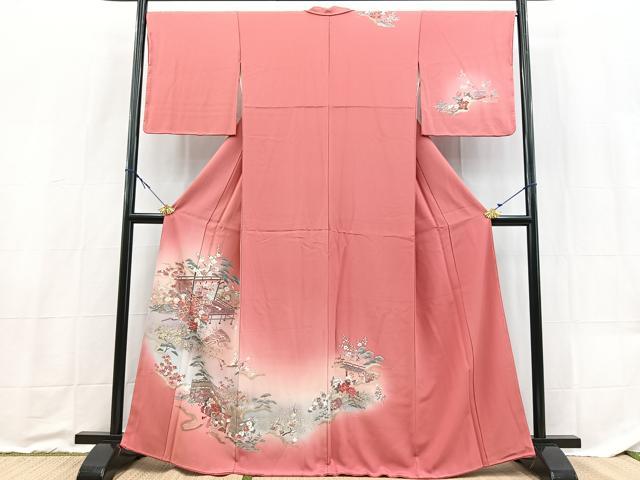 平和屋着物■訪問着 松竹梅吉祥花文 暈し染め 金銀彩 正絹 逸品 BAAX9194yc