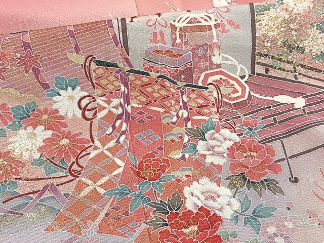 平和屋着物■訪問着 松竹梅吉祥花文 暈し染め 金銀彩 正絹 逸品 BAAX9194yc