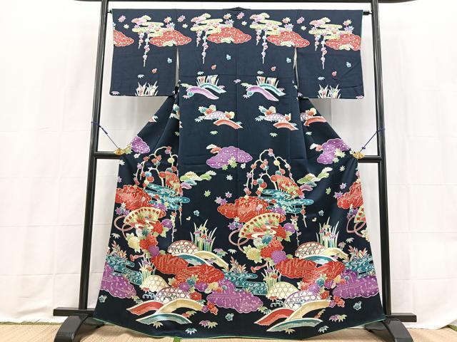 平和屋着物■訪問着 型染め 松竹梅吉祥花文 正絹 逸品 BAAX9198yc