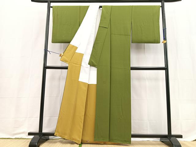 平和屋着物■服飾評論家 市田ひろみ監修 色無地 草色 正絹 逸品 BAAX9205yc
