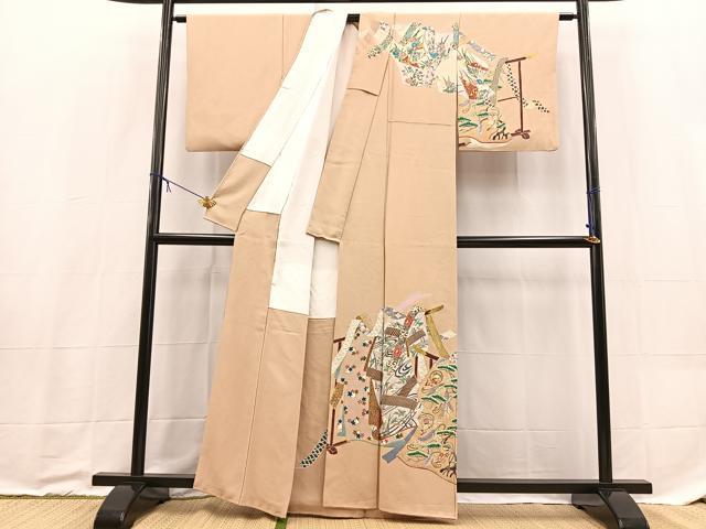 平和屋着物■訪問着 作家物 誰が袖花蝶文 金彩 正絹 逸品 BAAX9208yc