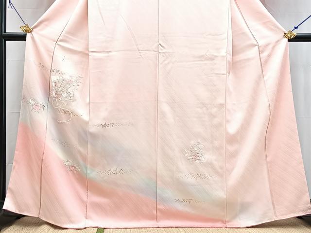 平和屋着物■訪問着 総刺繍 檜扇花文 暈し染め 金銀彩 正絹 逸品 BAAX9210yc