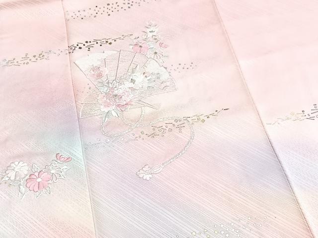 平和屋着物■訪問着 総刺繍 檜扇花文 暈し染め 金銀彩 正絹 逸品 BAAX9210yc