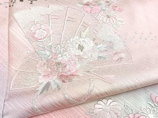 平和屋着物■訪問着 総刺繍 檜扇花文 暈し染め 金銀彩 正絹 逸品 BAAX9210yc