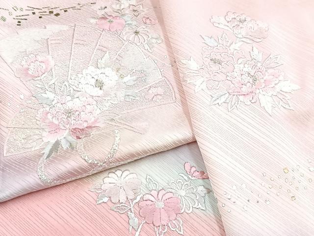 平和屋着物■訪問着 総刺繍 檜扇花文 暈し染め 金銀彩 正絹 逸品 BAAX9210yc