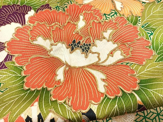 平和屋着物■豪華振袖 駒刺繍 花車文 金彩 正絹 逸品 BAAX9214yc