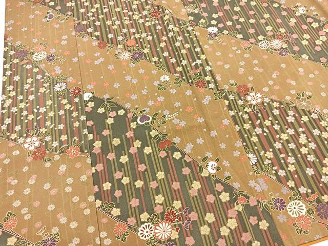 平和屋着物■小紋 二部式 草花文 金彩 洗える着物 BAAX9221yc