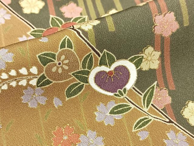 平和屋着物■小紋 二部式 草花文 金彩 洗える着物 BAAX9221yc