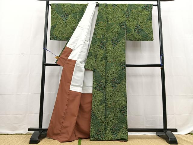 平和屋着物■小紋 切嵌更紗花文 洗える着物 BAAX9229yc