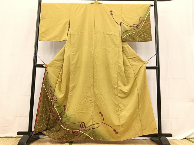平和屋着物■訪問着 胴抜き仕立て 結び紐文 暈し染め 金彩 十二単風 洗える着物 BAAX9239yc