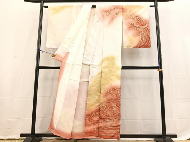 平和屋着物■訪問着 立波文 暈し染め 金彩 洗える着物 BAAX9241yc