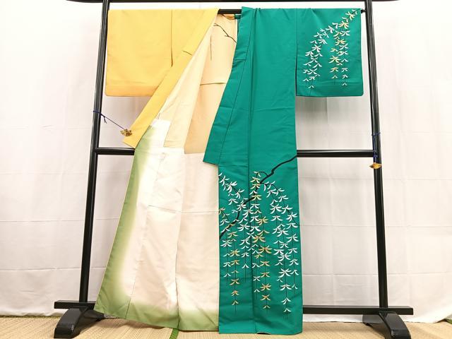 平和屋着物■訪問着 背抜き仕立て 枝垂れ柳文 金彩 洗える着物 BAAX9249yc