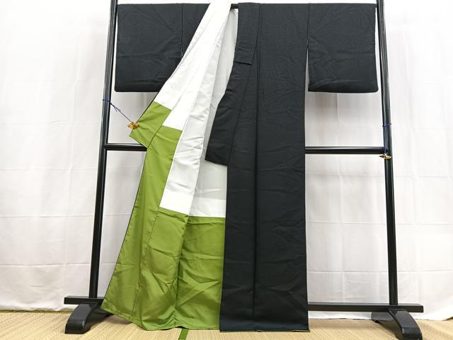 平和屋着物■色無地 石垣地紋 黒地 洗える着物 BAAX9250yc