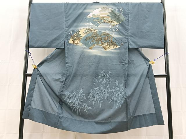 平和屋着物□男性 長襦袢 無双仕立て 人物風景文 暈し染め 金彩 洗える