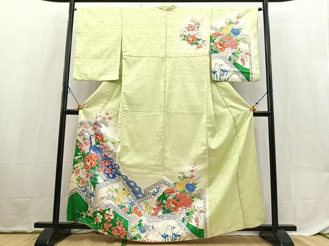 平和屋着物■訪問着 孔雀花文 暈し染め 金彩 洗える着物 BAAX9253yc