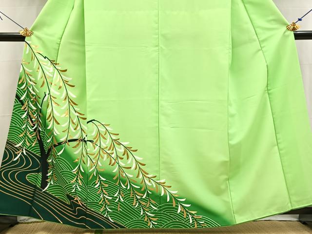 平和屋着物■訪問着 背抜き仕立て 流水枝垂れ柳文 暈し染め 金彩 洗える着物 BAAX9255yc