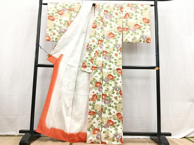平和屋着物■小紋 椿 洗える着物 BAAX9257yc
