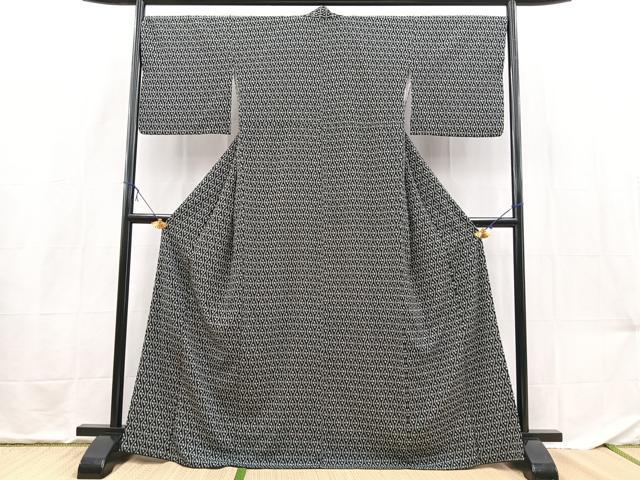 平和屋着物■小紋 立涌楓文 黒地 洗える着物 BAAX9267yc