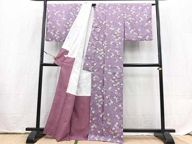 平和屋着物■小紋 草花文 洗える着物 BAAX9279yc