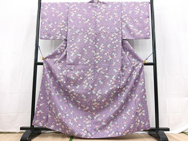 平和屋着物■小紋 草花文 洗える着物 BAAX9279yc