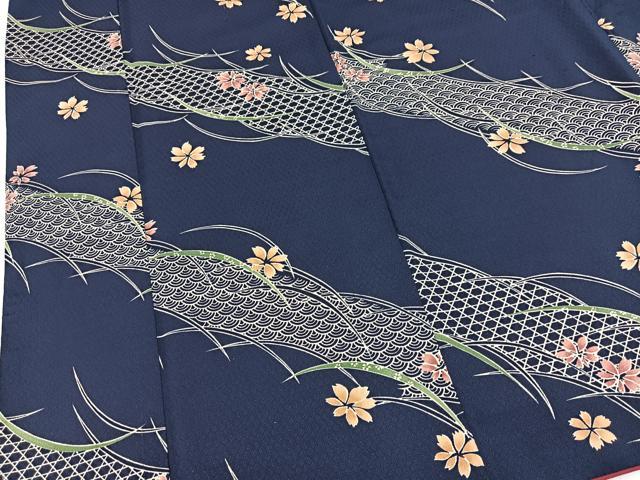 平和屋着物■小紋 吉祥花文 洗える着物 BAAX9299yc