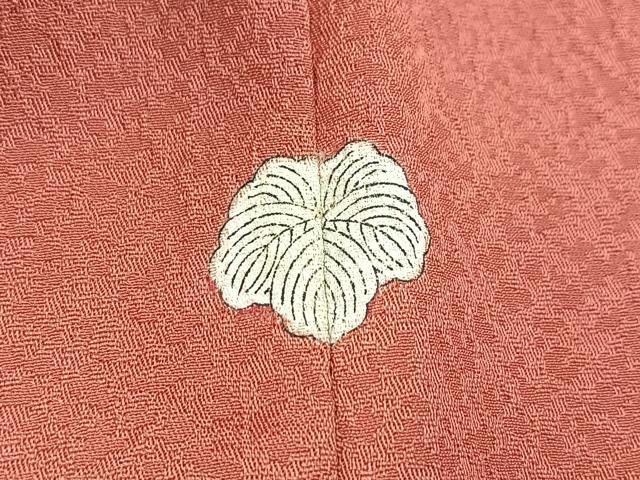 平和屋着物■色無地 紋意匠 甚三紅色 洗える着物 BAAX9301yc