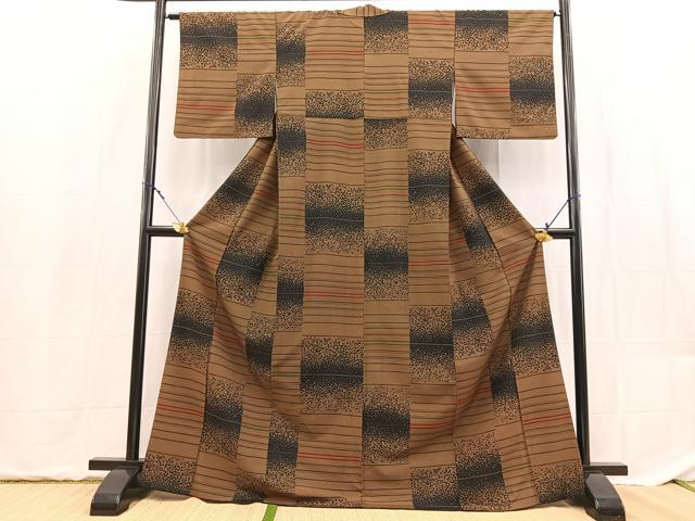 平和屋着物■小紋 横段文 洗える着物 BAAX9307yc