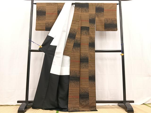 平和屋着物■小紋 横段文 洗える着物 BAAX9307yc