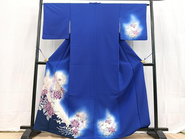 平和屋着物■訪問着 孔雀花文 暈し染め 金彩 洗える着物 BAAX9314yc