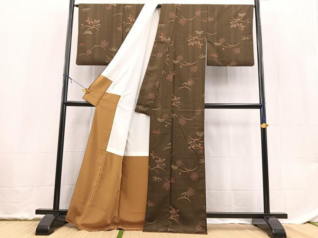 平和屋着物■小紋 舞蝶草花文 金彩 洗える着物 BAAX9323yc