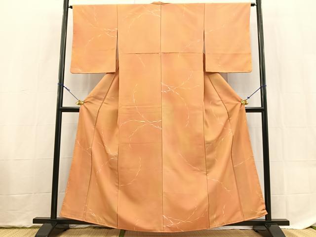 平和屋着物■小紋 手描き 枝垂れ柳文 暈し染め 洗える着物 未使用 BAAX9330yc