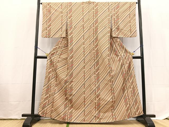 平和屋着物■小紋 斜線文 洗える着物 BAAX9334yc