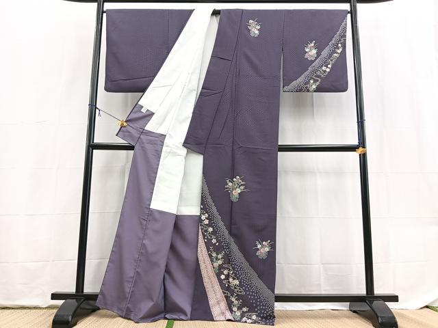 平和屋着物■訪問着 流水花文 洗える着物 BAAX9348yc