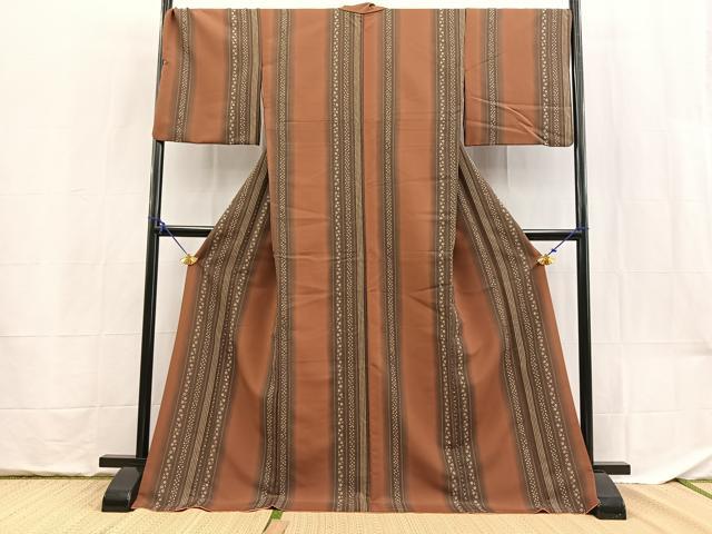 平和屋着物■小紋 草花間道 ロング丈 洗える着物 BAAX9358yc