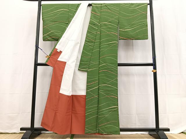 平和屋着物■小紋 横段文 洗える着物 BAAX9367yc