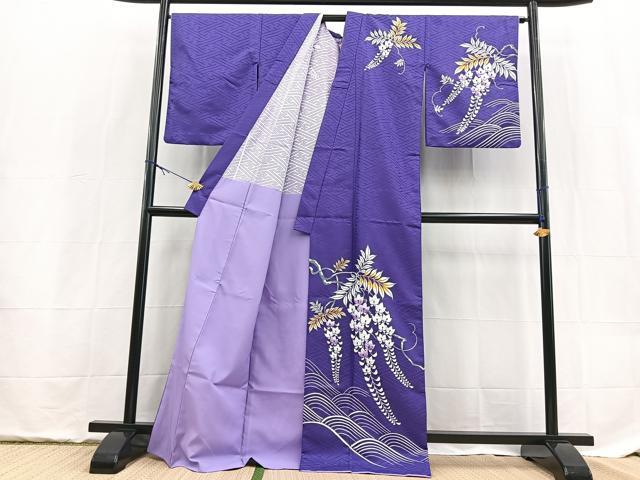 平和屋着物■訪問着 背抜き仕立て 立波藤花房文 洗える着物 BAAX9385yc