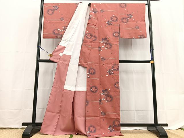 平和屋着物■小紋 桜散らし 洗える着物 BAAX9389yc