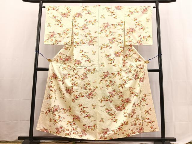 平和屋着物■小紋 冊子花文 洗える着物 BAAX9394yc